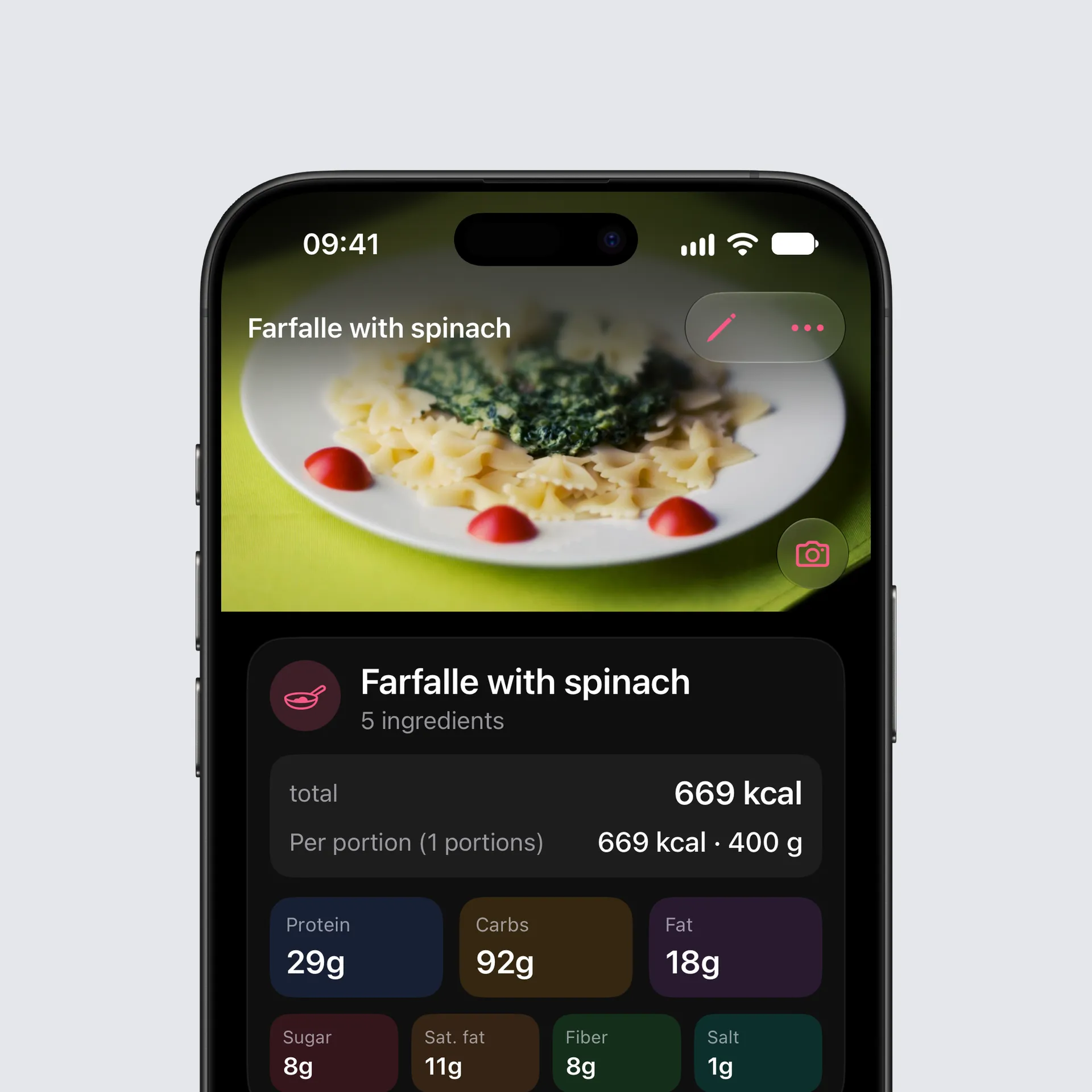 A recipe with its photo