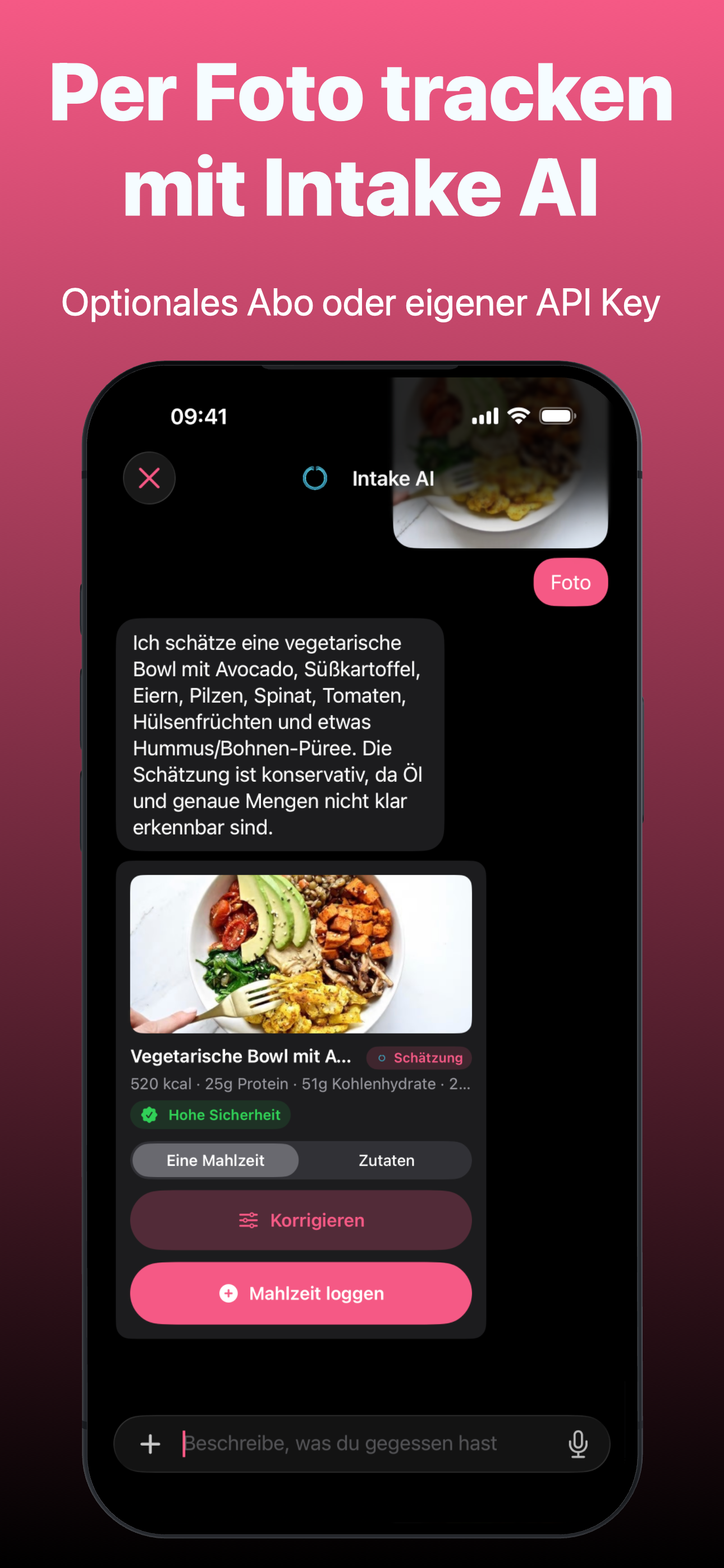 Mahlzeit per Foto erfassen mit Intake AI